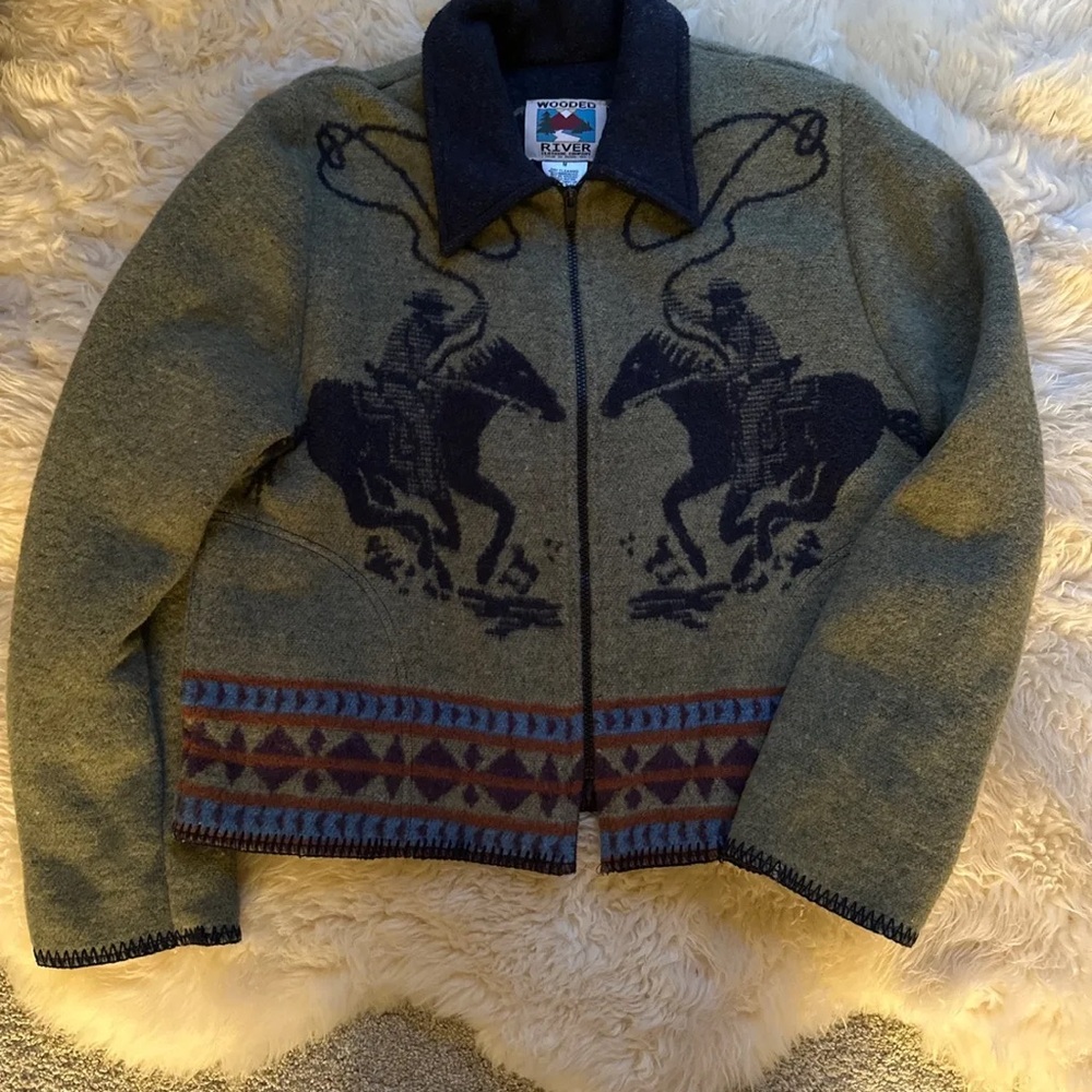 Vintage Wool Jacket - Green and Navy